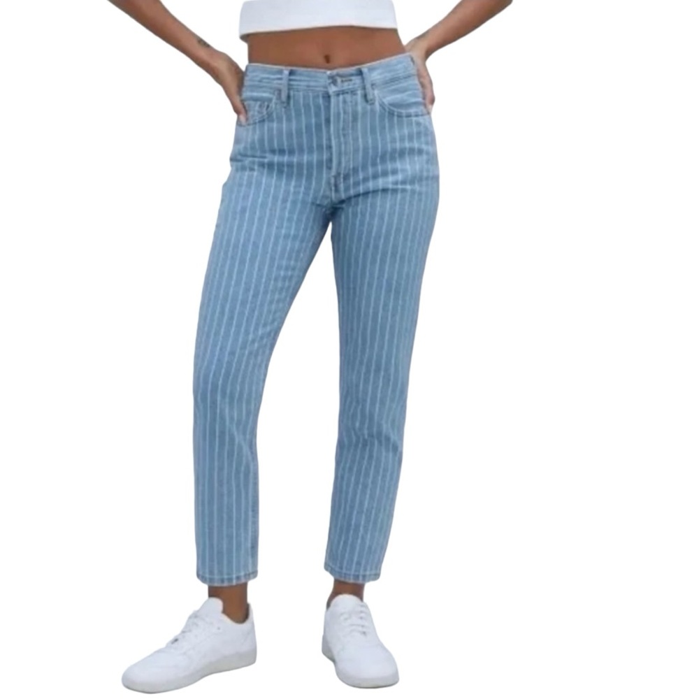 Everlane “The 90’s Cheeky Straight” Button Fly Pinstripe Ankle Jean (D-1)